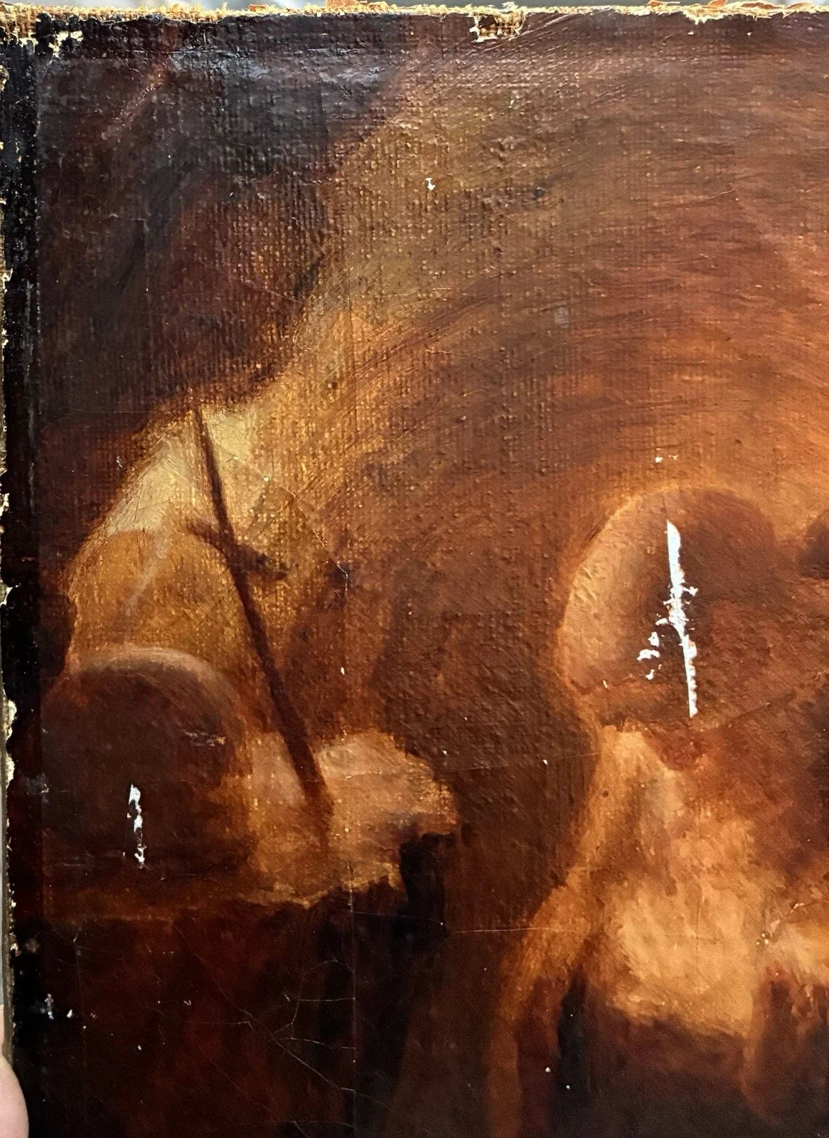 Tableau Ancien Huile Portrait Ermite Caverne Vanité Crâne Mention Rembrandt 1635