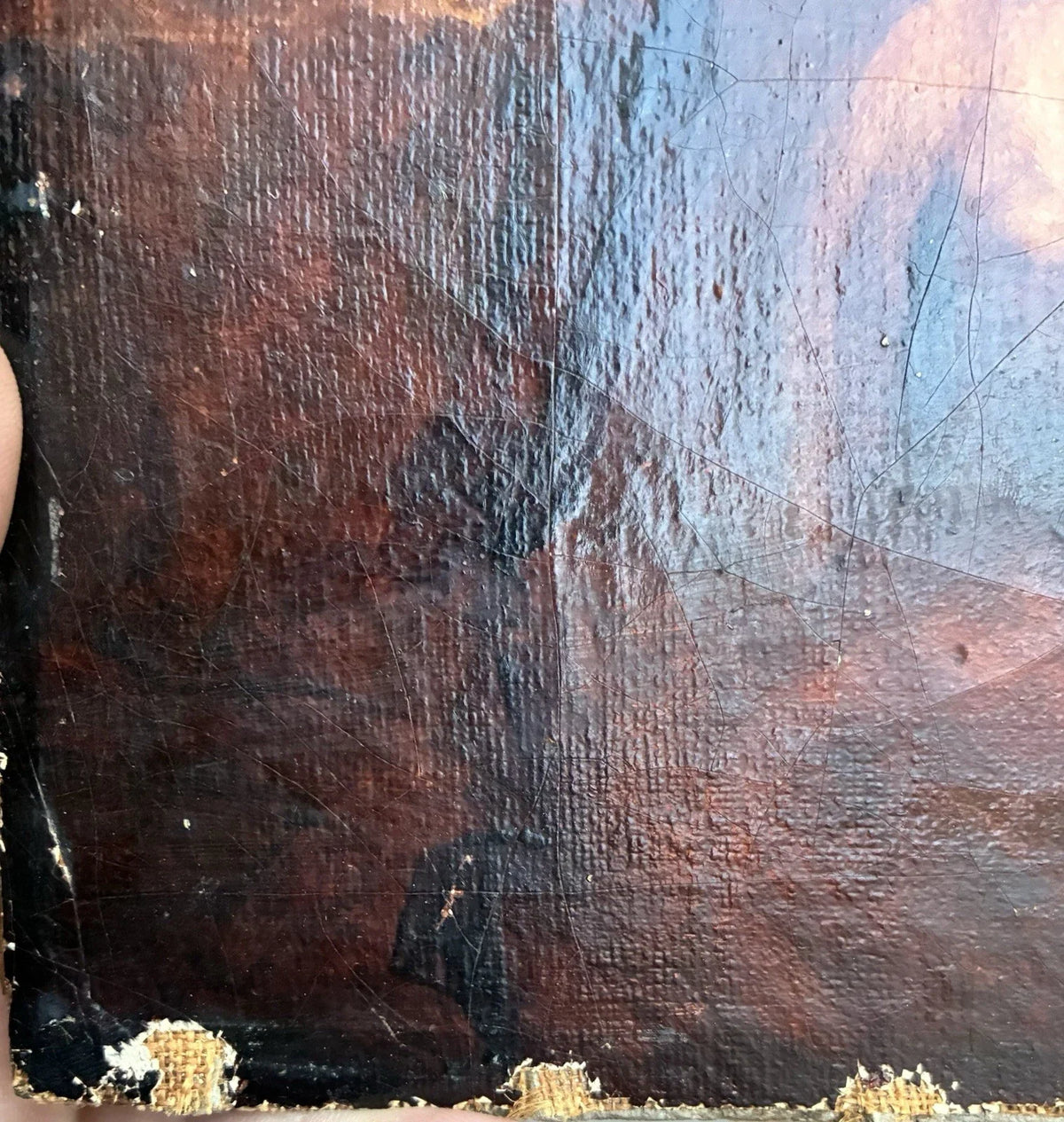 Tableau Ancien Huile Portrait Ermite Caverne Vanité Crâne Mention Rembrandt 1635