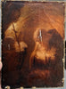 Tableau Ancien Huile Portrait Ermite Caverne Vanité Crâne Mention Rembrandt 1635