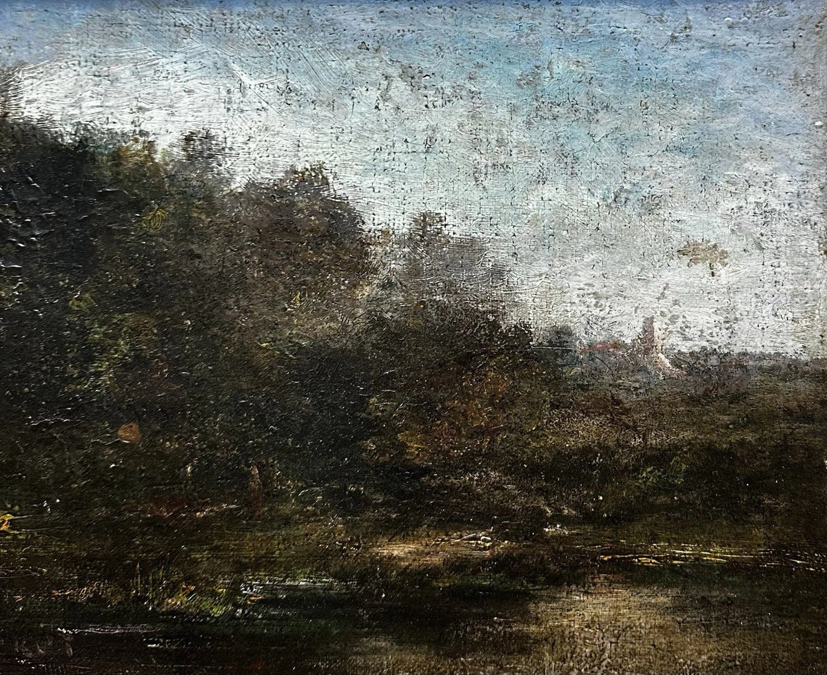 COROT Camille Tableau Ancien Signé Paysage École de Barbizon Peinture Cadre 19èm