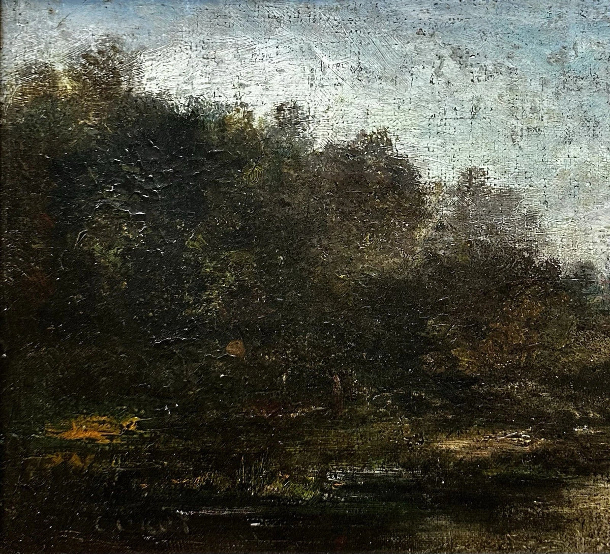 COROT Camille Tableau Ancien Signé Paysage École de Barbizon Peinture Cadre 19èm