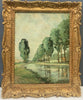 Tableau Ancien Huile Toile Paysage Rivière Arbres Signature « Sisley » XIXe