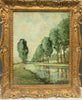 Tableau Ancien Huile Toile Paysage Rivière Arbres Signature « Sisley » XIXe