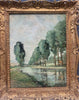 Tableau Ancien Huile Toile Paysage Rivière Arbres Signature « Sisley » XIXe