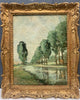 Tableau Ancien Huile Toile Paysage Rivière Arbres Signature « Sisley » XIXe