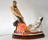 Argilor : rare veilleuse-brûle parfum Art Déco " Faune et sa captive", signée