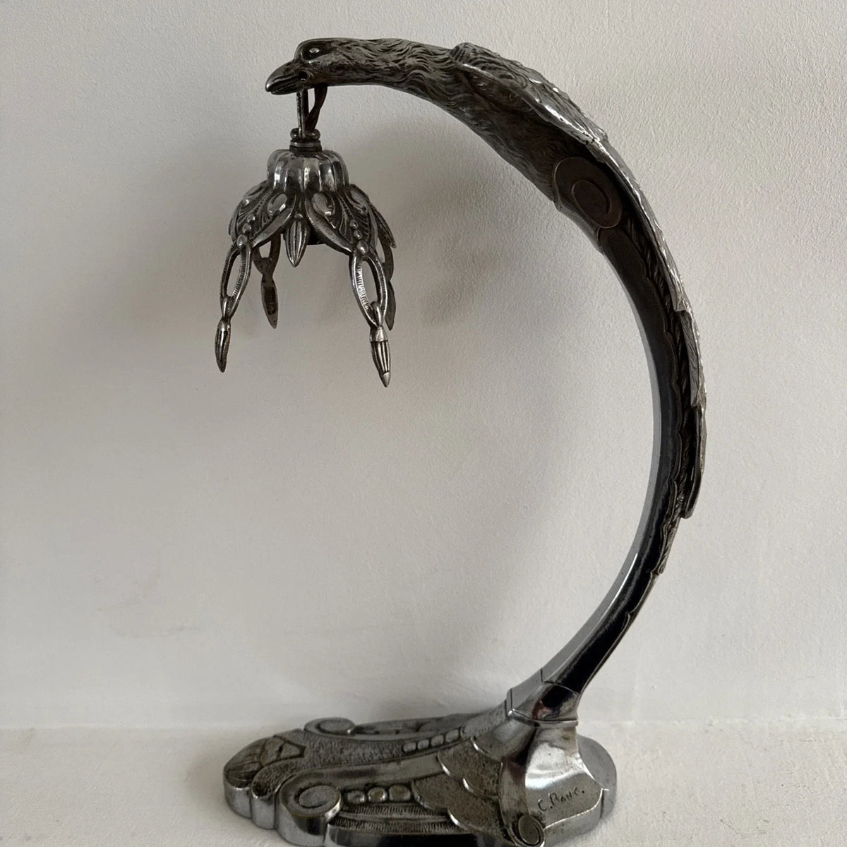 Belle lampe ancienne de bureau en BRONZE signé CHARLES RANC Art Deco