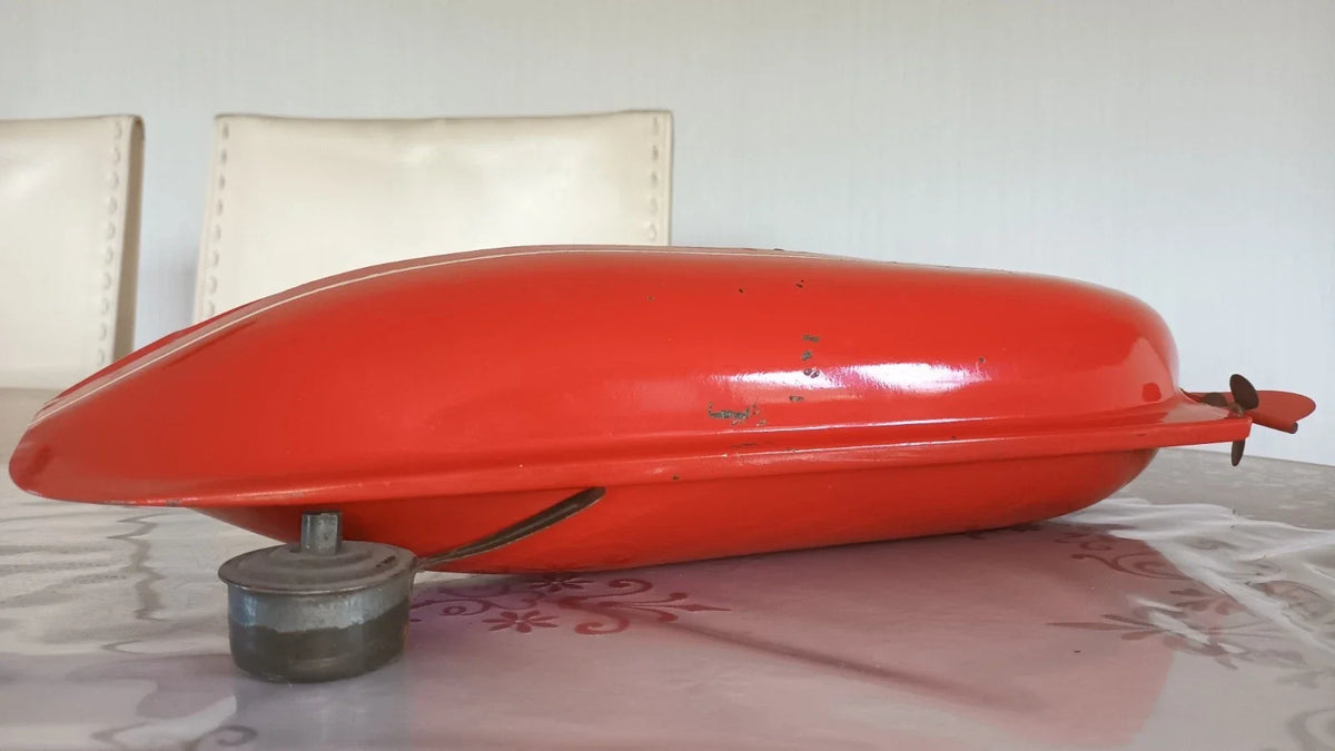 JOUET ANCIEN CARETTE ?BING? BATEAU VAPEUR VIVE 41CM