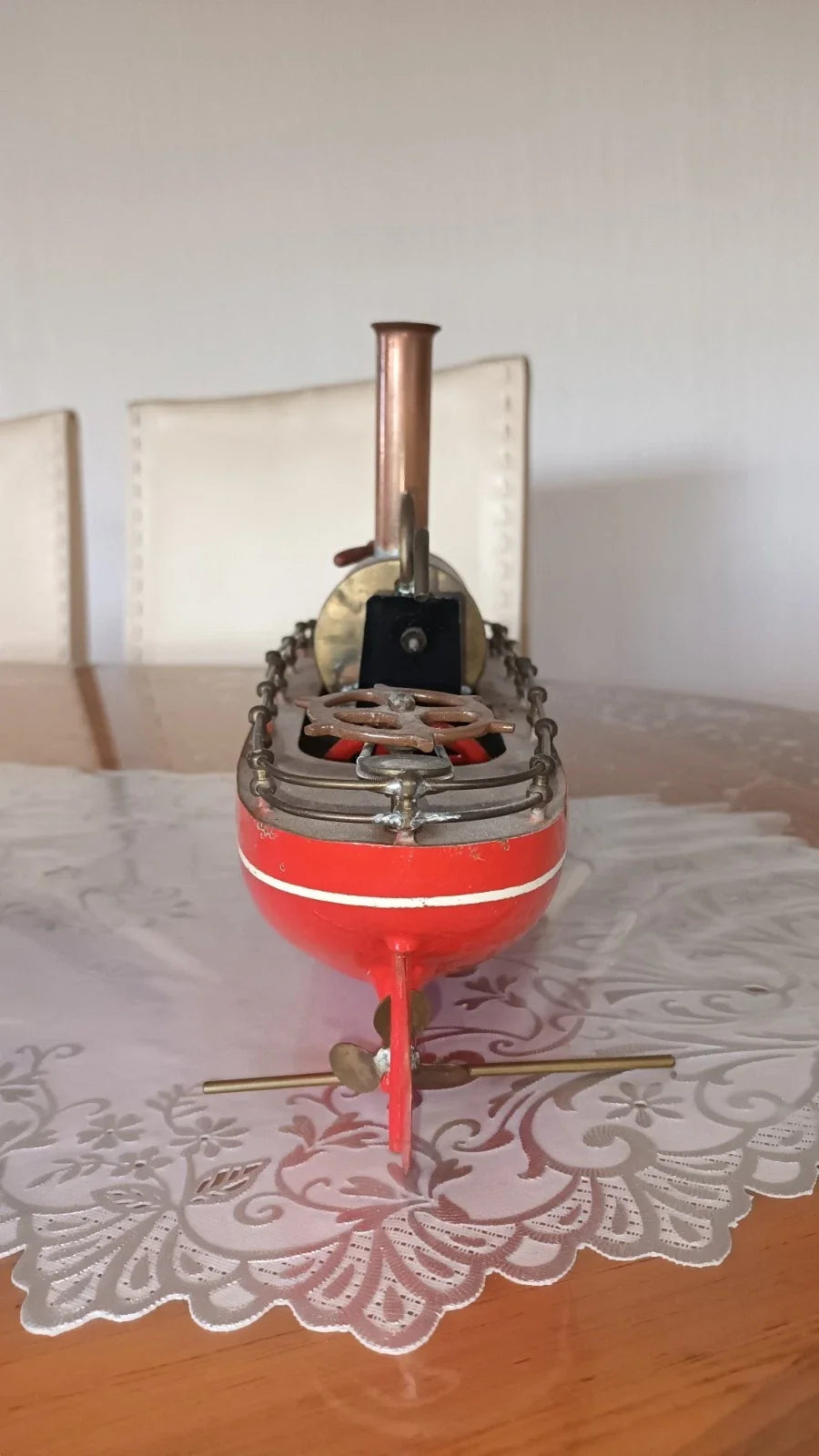 JOUET ANCIEN CARETTE ?BING? BATEAU VAPEUR VIVE 41CM
