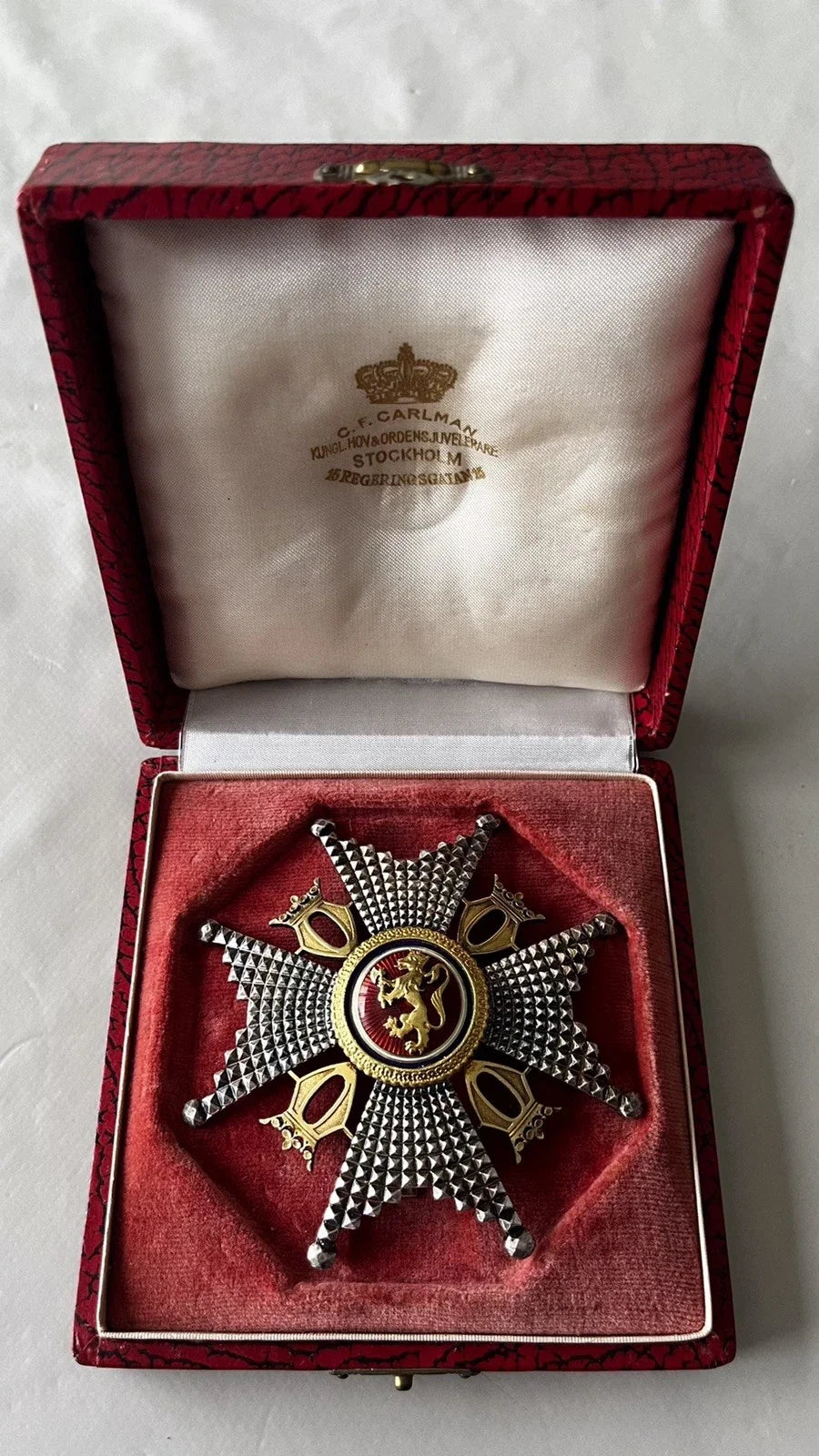 Coffret avec Médaille du Mérite Commandeur Saint Olaf Olov Norvège - C.F Carlman