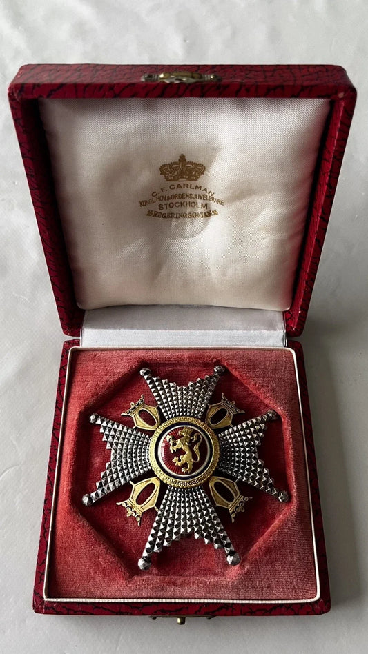 Coffret avec Médaille du Mérite Commandeur Saint Olaf Olov Norvège - C.F Carlman