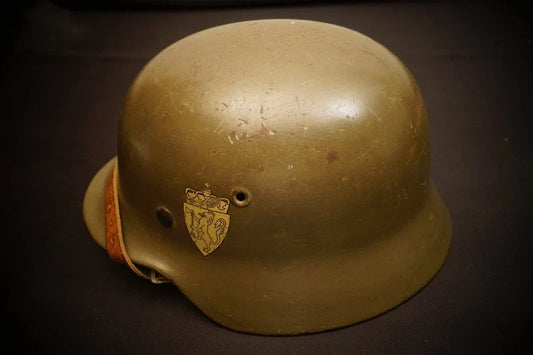 AUTHENTIQUE CASQUE WH M 35/40, casque acier vert pomme, ET66, Norvège, WW2