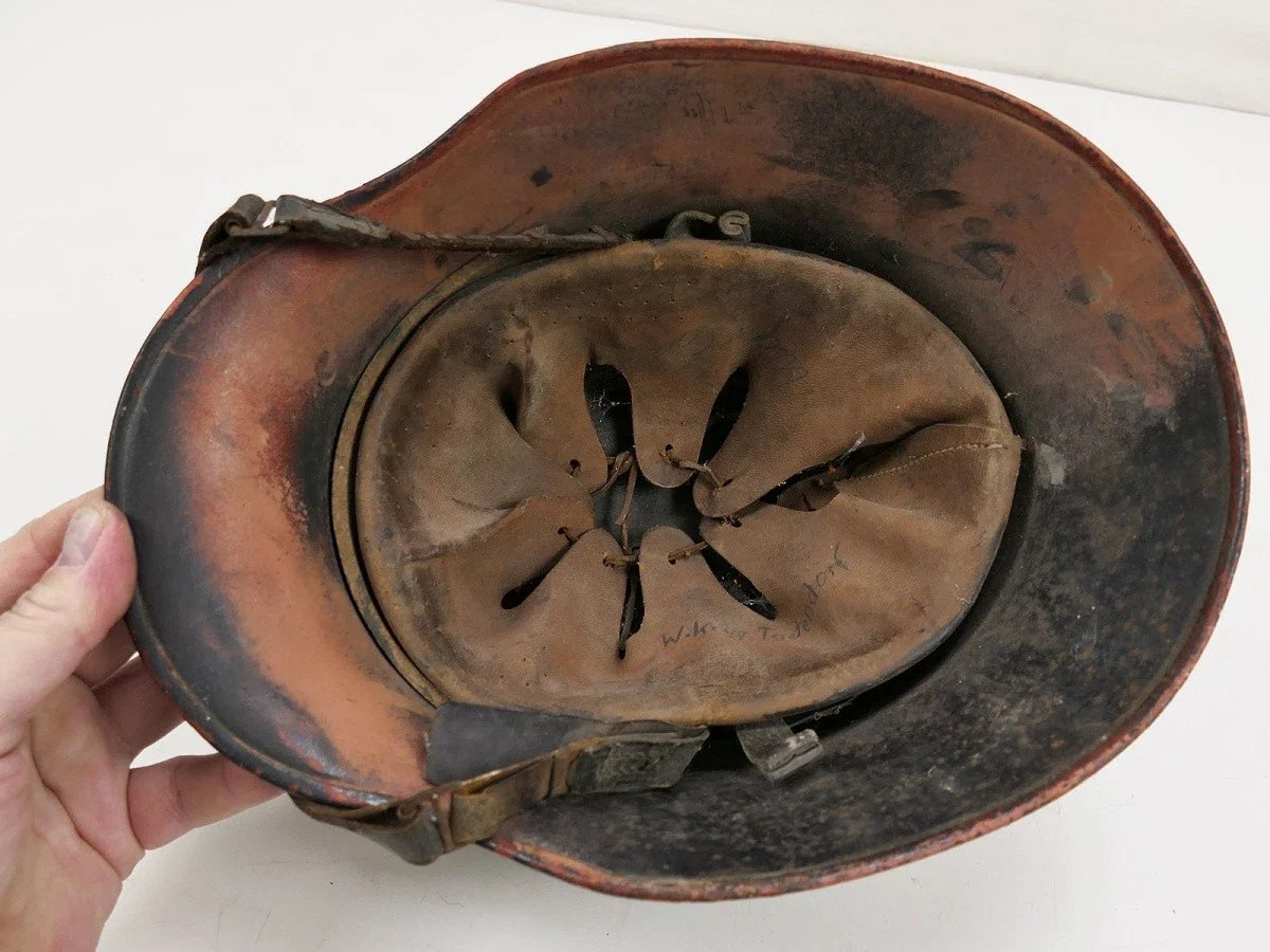 Authentique Casque acier original M16 ET66 (1er guerre mondiale) pompiers complet, avec décalcomanie
