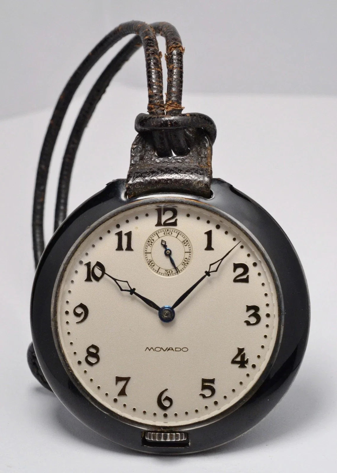 MONTRE ANCIENNE DE POCHE MOVADO ART DECO 1920 VINTAGE ENAMEL SILVER POCKET WATCH