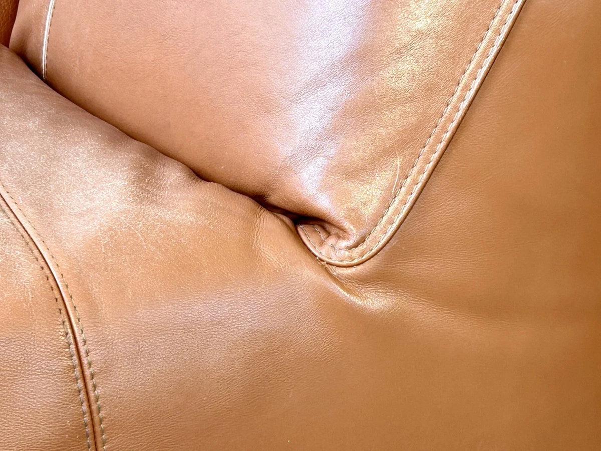 Early cognac bambou cuir canapé design Mario Bellini pour B&B Italia années 80