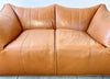 Early cognac bambou cuir canapé design Mario Bellini pour B&B Italia années 80