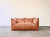 Early cognac bambou cuir canapé design Mario Bellini pour B&B Italia années 80