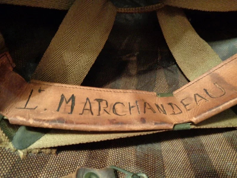 Authentique Casque américain US WW2, fab. Avril 1944, jonc avant, liner Firestone, nominatif