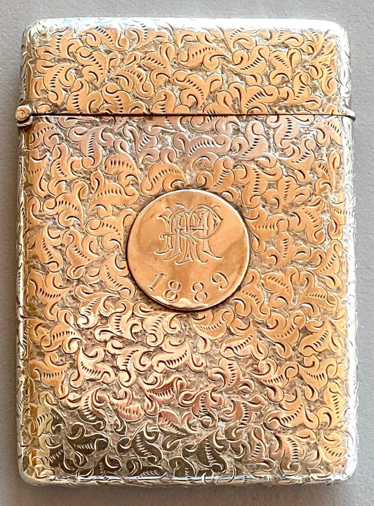 Etui en argent massif Sterling Poinçons BIRMINGHAM et Orfèvre M & L, année 1889