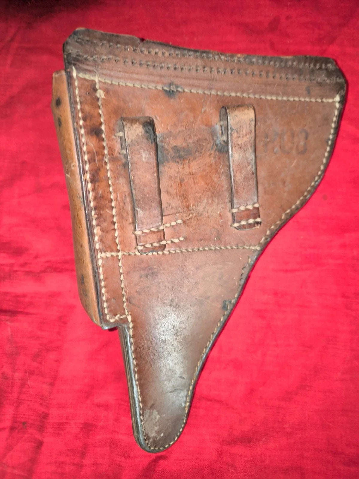 P08 cuir fauve étui holster original WW2 allemand : prise maquis allégé du rabat