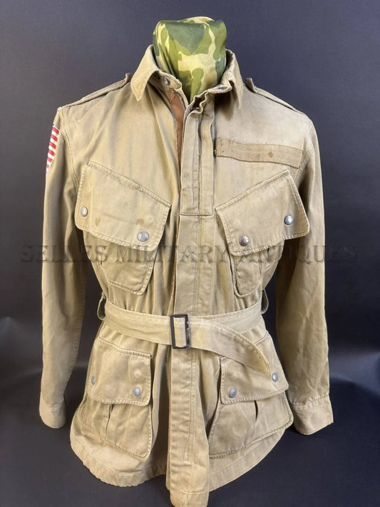 AUTHENTIQUE VESTE PARACHUTISTE M42 82ND AIRBORNE T/4 US WW2 MATRICULE M1942 JUMP JACKET WWII