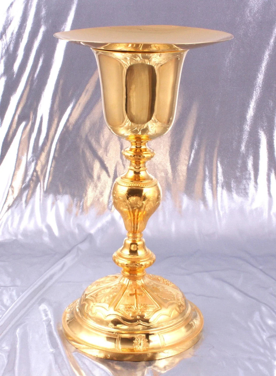 FAVIER - SUPERBE GRAND CALICE AVEC PATENE ARGENT MASSIF MINERVE VERMEIL XIX