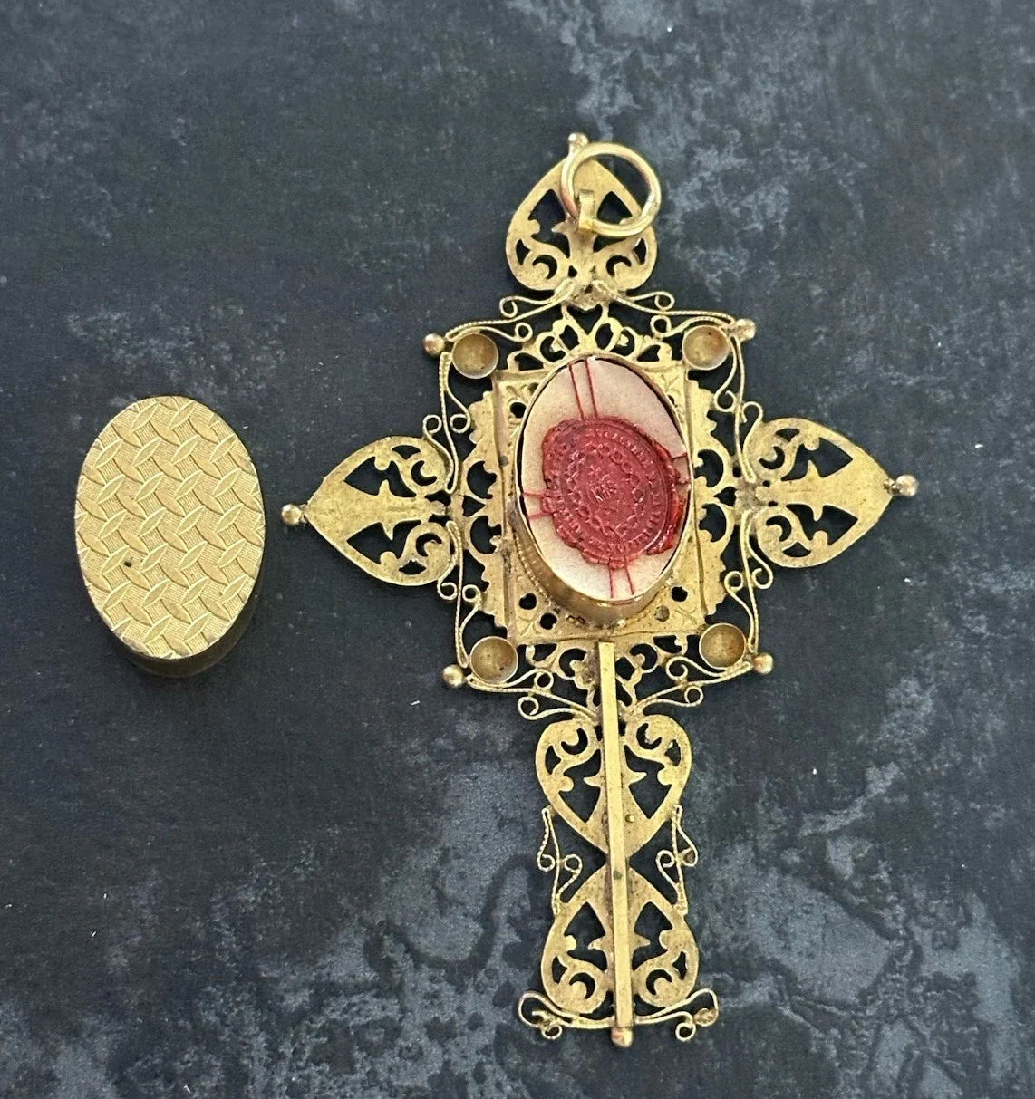 Ancien Reliquaire Ste Marguerite ALACOQUE En Forme De Croix