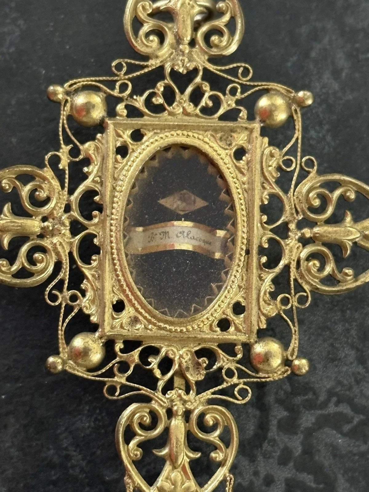 Ancien Reliquaire Ste Marguerite ALACOQUE En Forme De Croix