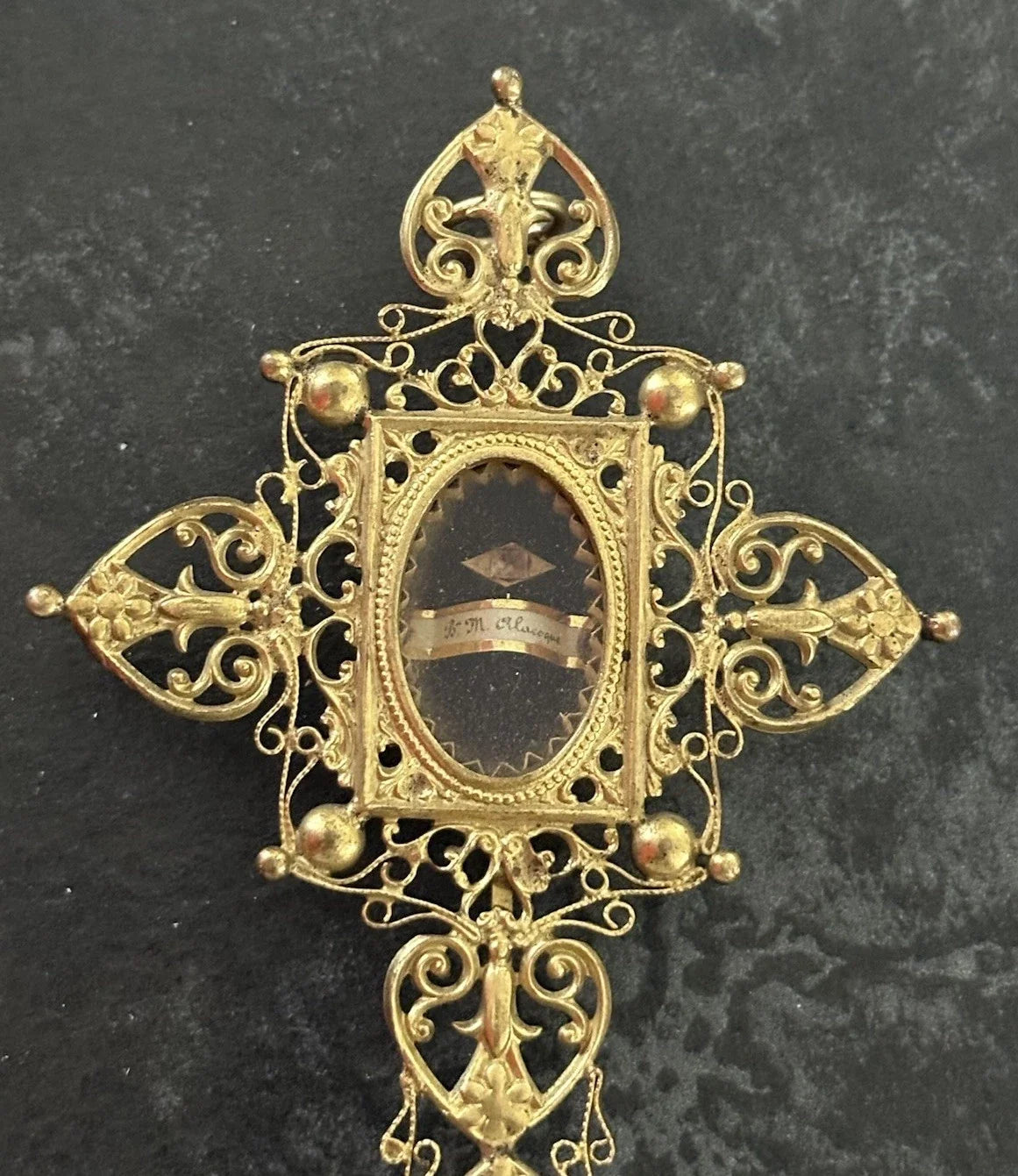 Ancien Reliquaire Ste Marguerite ALACOQUE En Forme De Croix