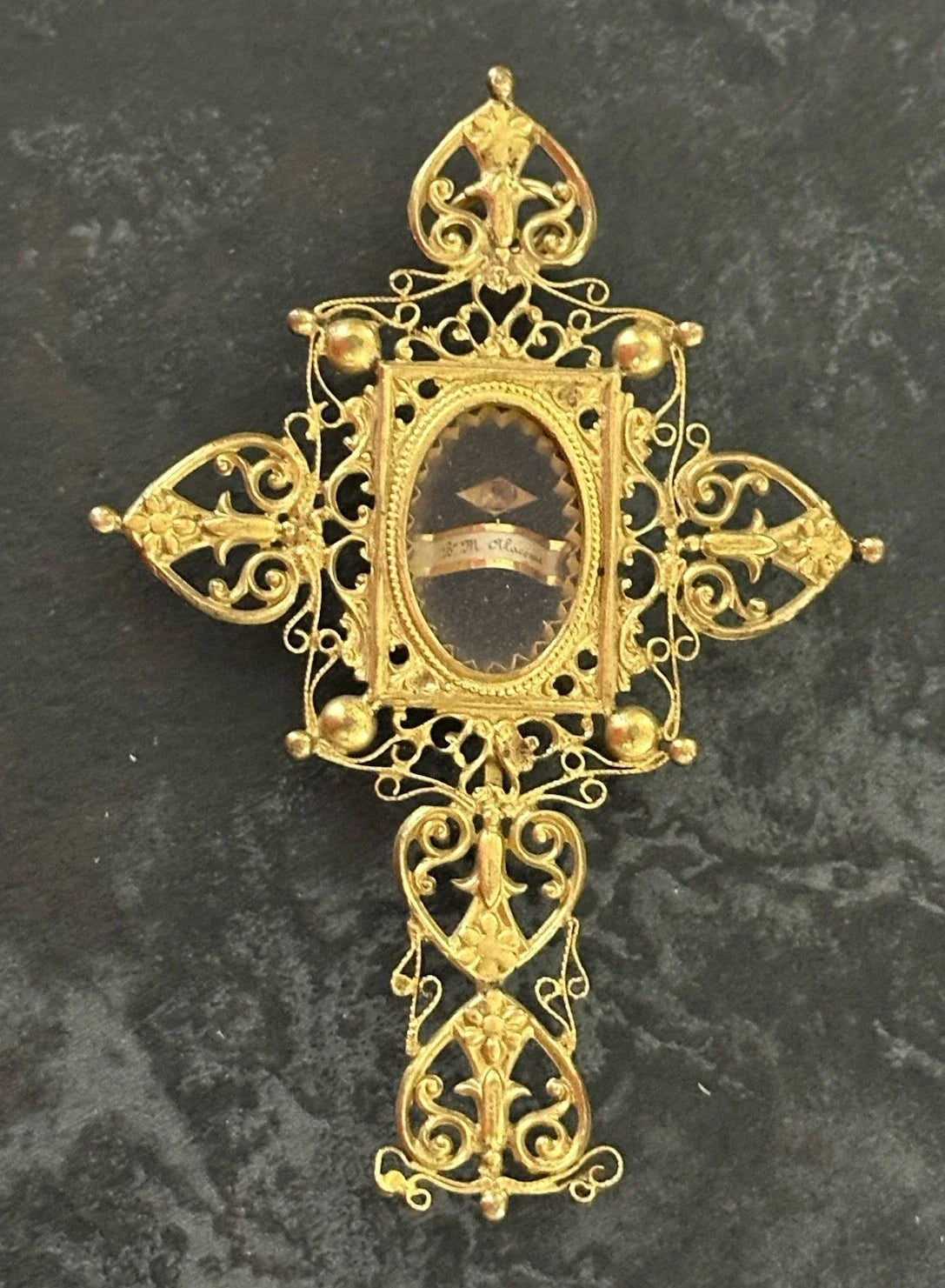 Ancien Reliquaire Ste Marguerite ALACOQUE En Forme De Croix