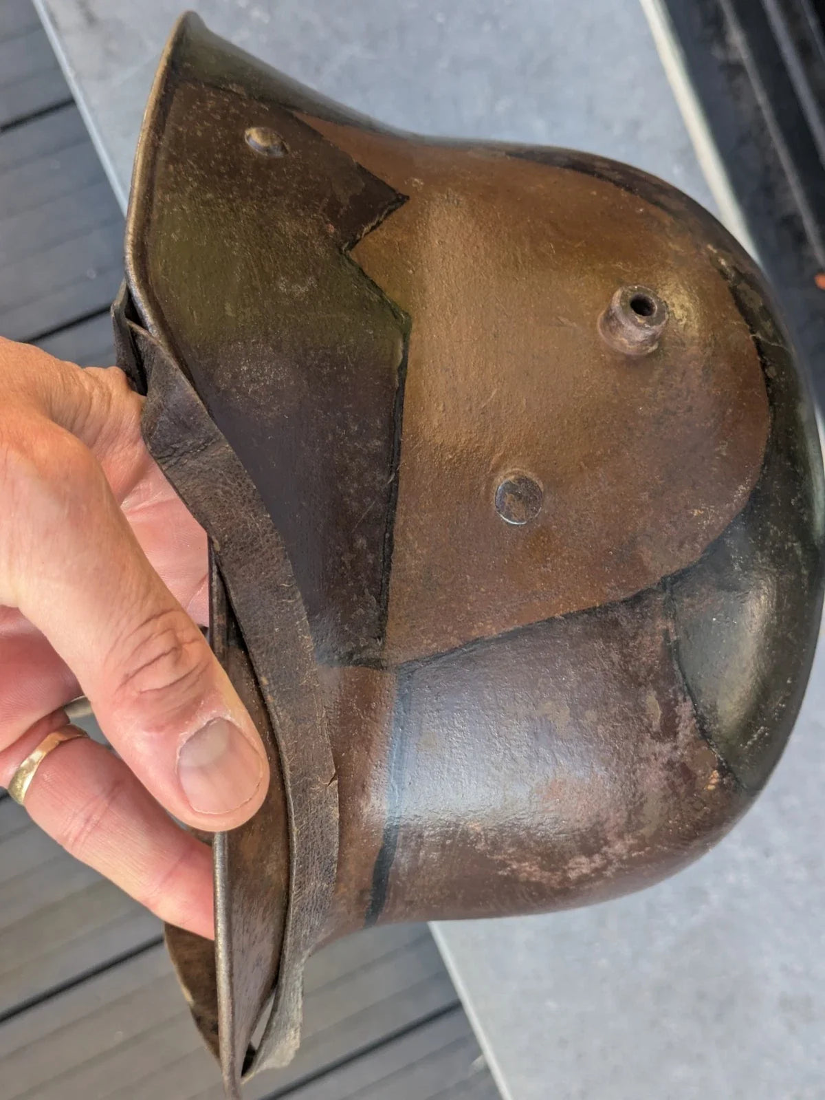 Authentique Casque allemand stahlhelm camouflage ww1 wk1 pickelhaube uniforme jugulaire