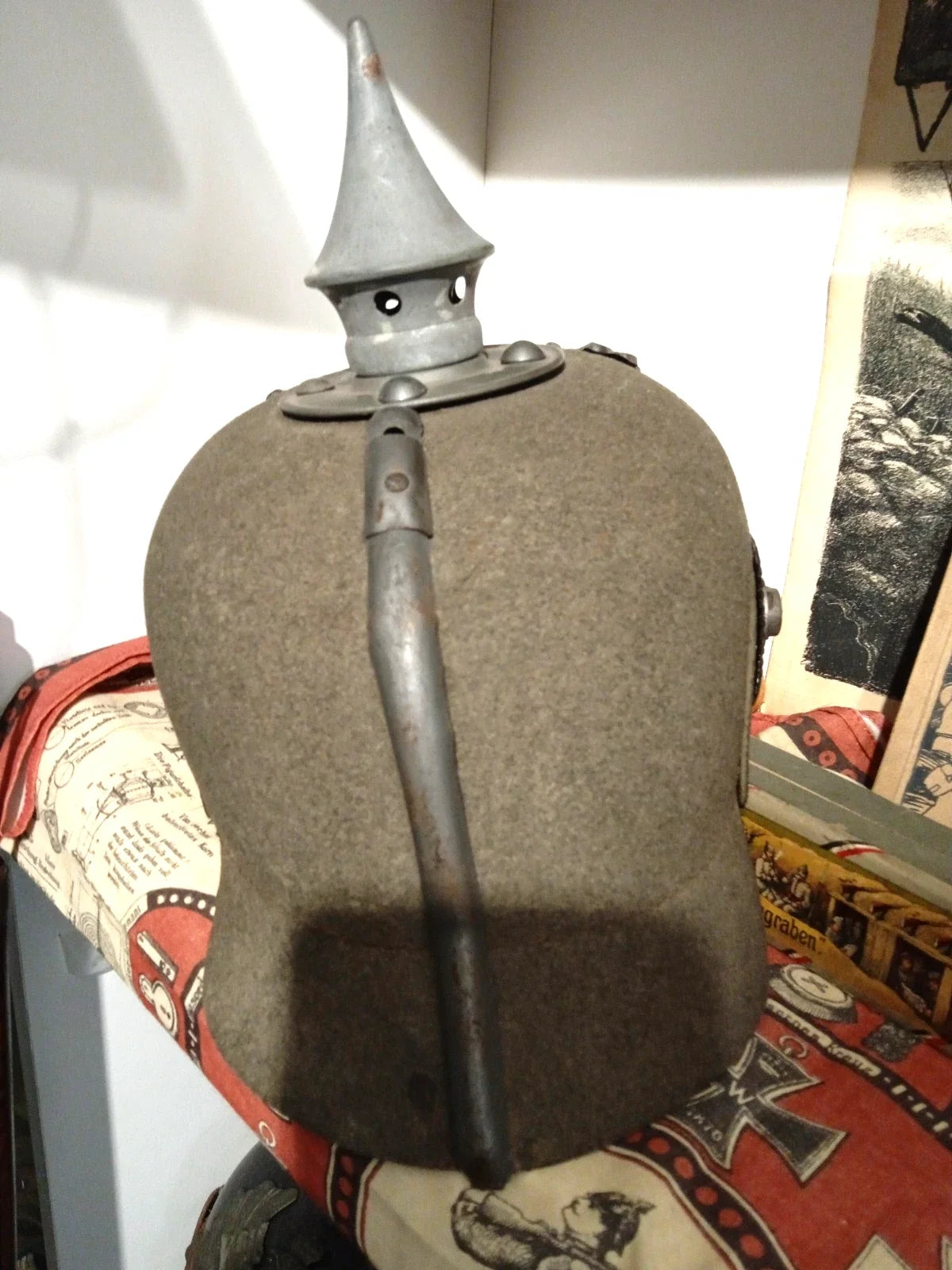 Authentique WW1/ Exceptionnel casque à pointe badois feutre lmle 15! pur jus complet.