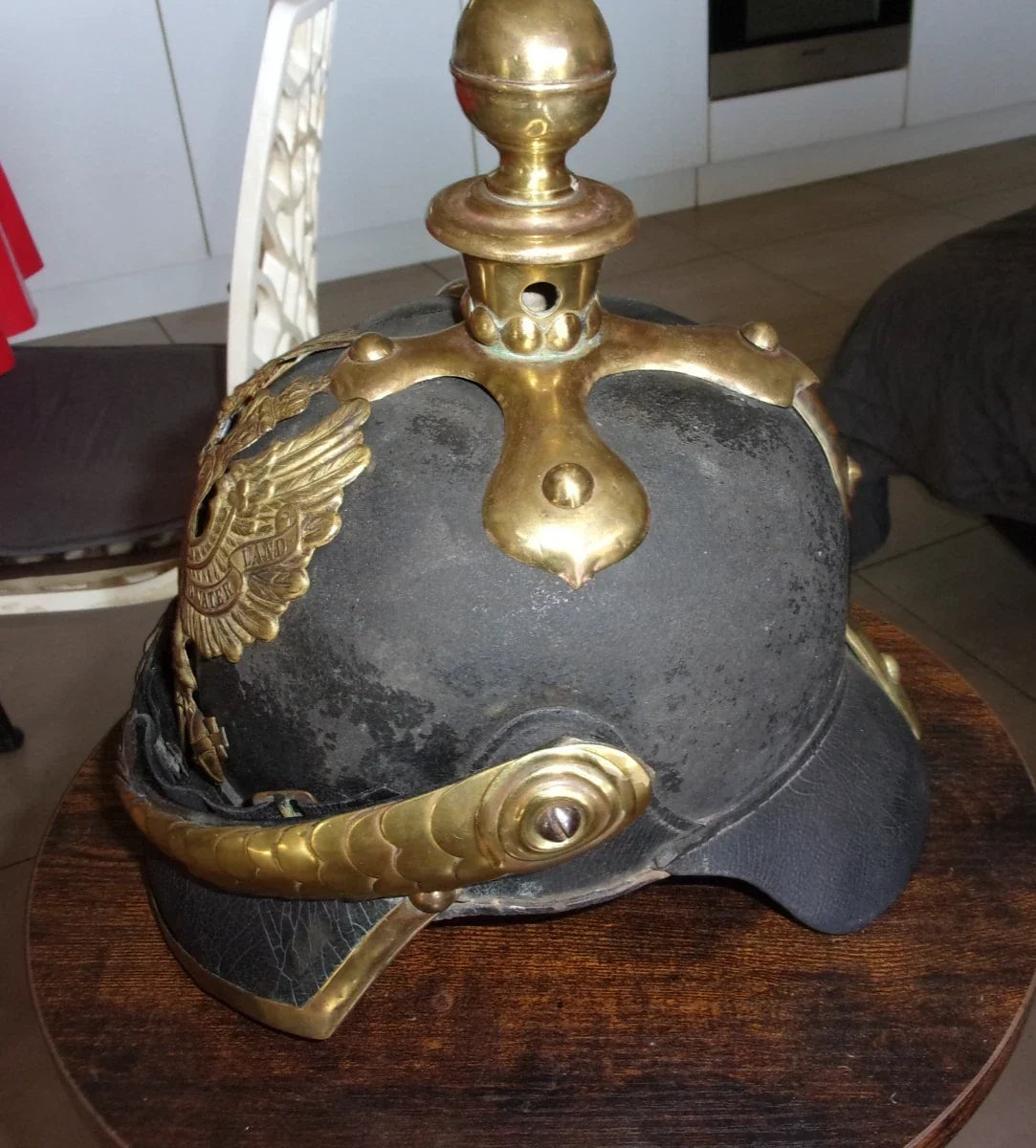 RARE casque à pointe artilleur modèle 1860 pickelhaube