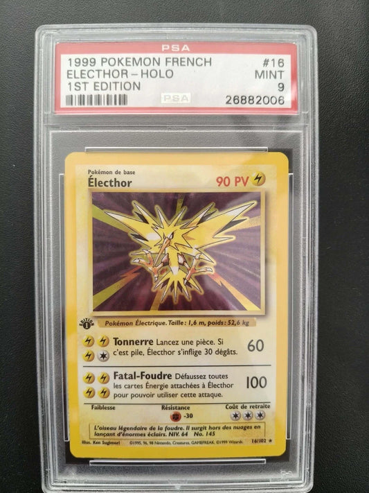 Carte Pokemon Électhor 16/102 Holo Set de base Edition 1 PSA 9