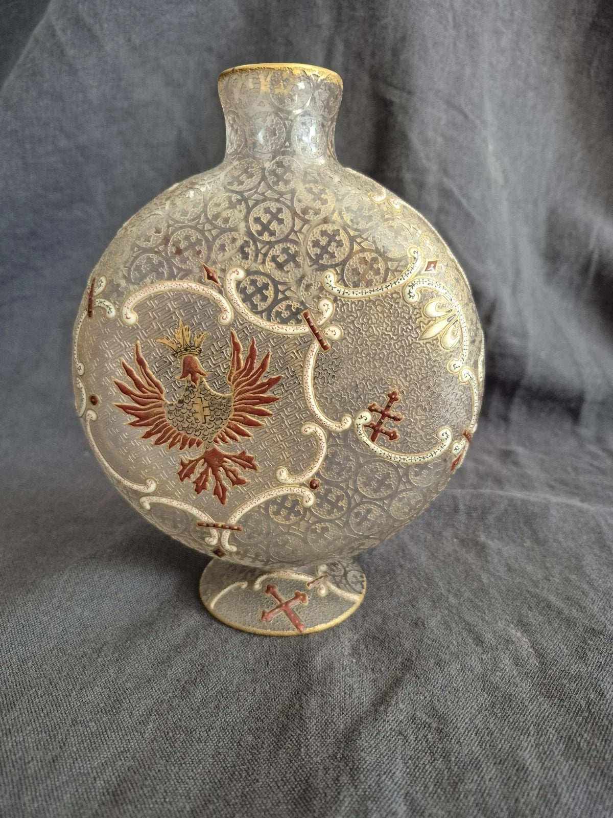 ANCIEN VASE DAUM NANCY DOMREMY LA PUCELLE JEANNE D ARC ART NOUVEAU