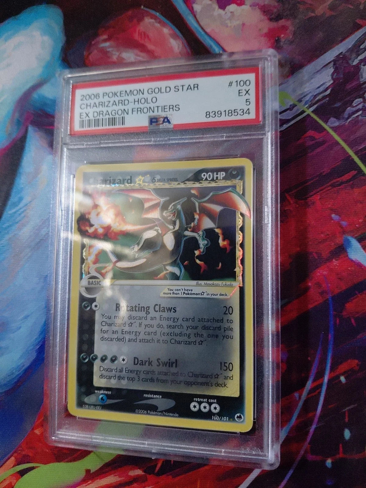 2006 POKEMON EX DRAGON FRONTIERS GOLD STAR #100 CHARIZARD-HOLO PSA 5 #100