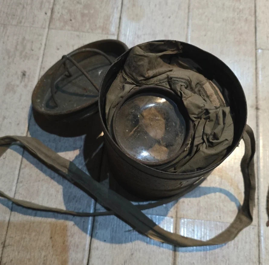 MASQUE A GAZ ALLEMAND WW1 COMPLET AVEC NOM DU SOLDAT VERDUN FEVRIER 1916