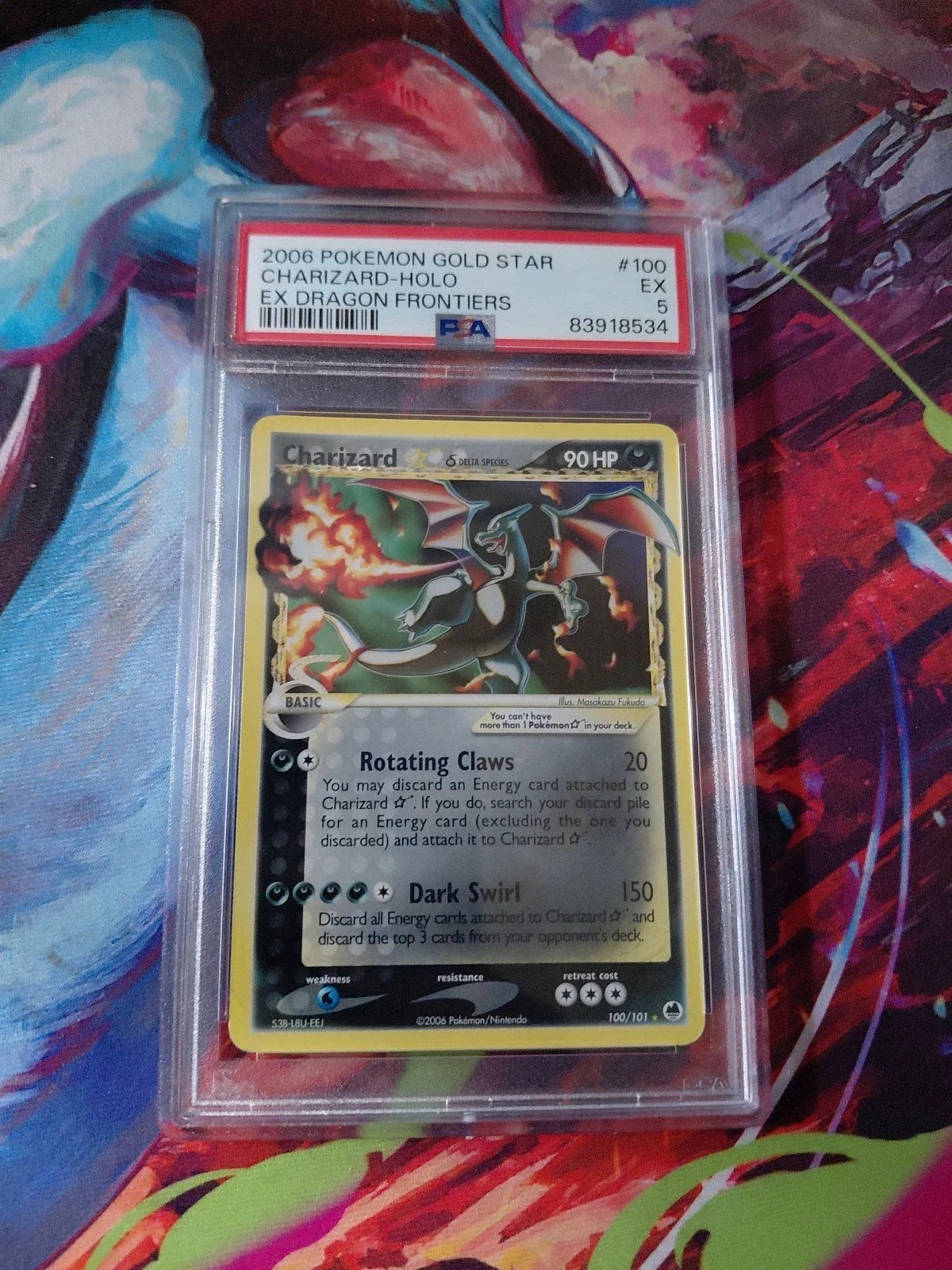 2006 POKEMON EX DRAGON FRONTIERS GOLD STAR #100 CHARIZARD-HOLO PSA 5 #100