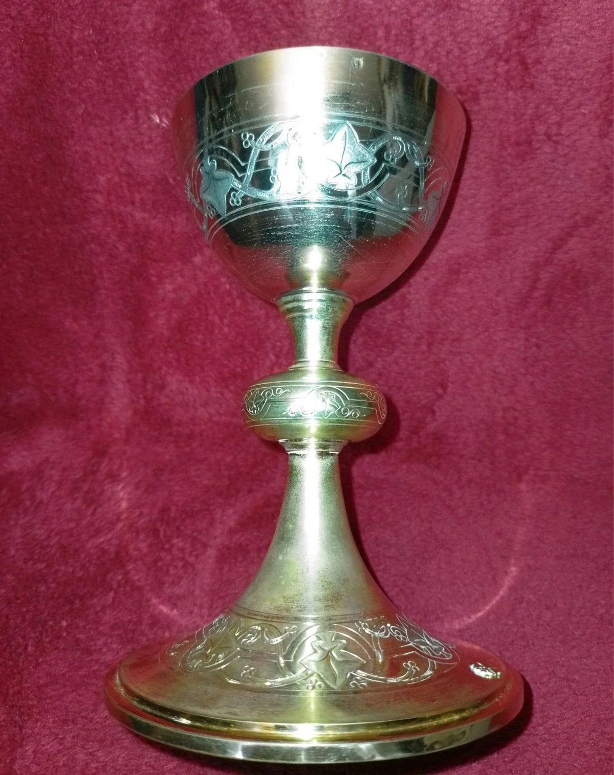ANCIEN CALICE/COUP ARGENT VERMEIL MINERVE/PIED METAL DORÉ /H.17cm,DIAM.9,5cm/XXè
