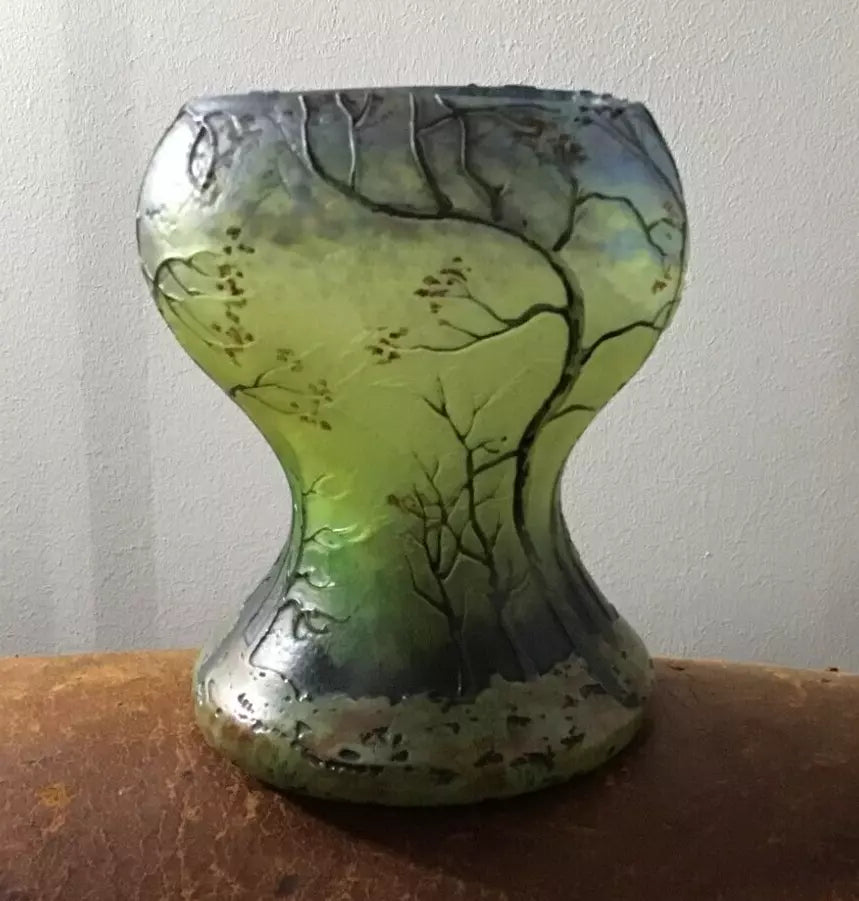 Vase Pâte de Verre signé LEGRAS Décor d'Automne