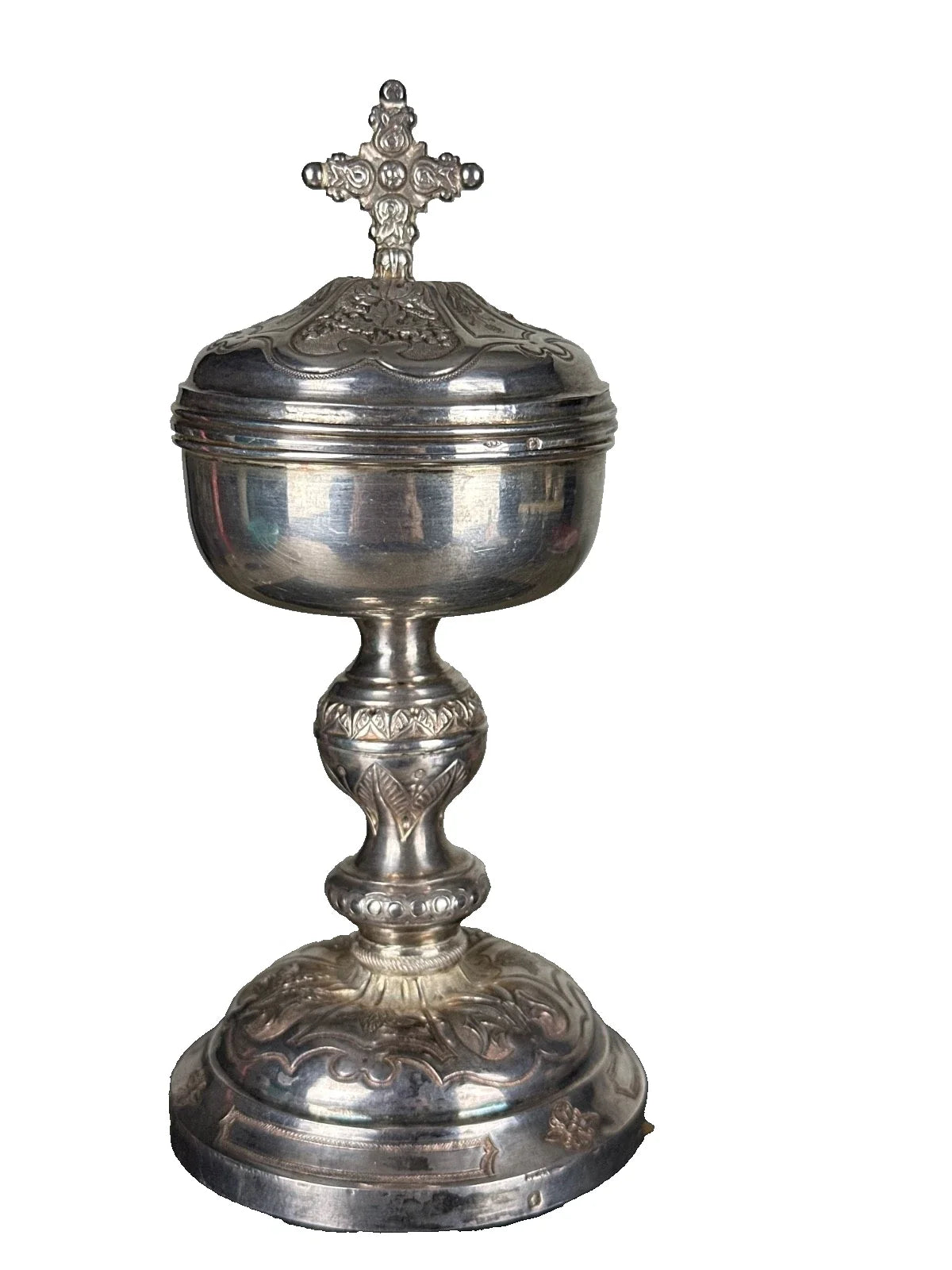 Ancien ciboire argent massif coffret boite Favier Frères LYON Messe Religieux