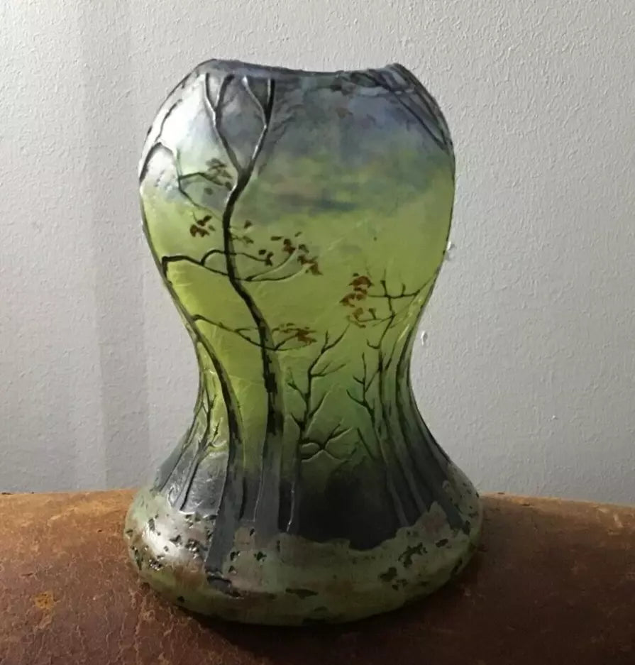 Vase Pâte de Verre signé LEGRAS Décor d'Automne