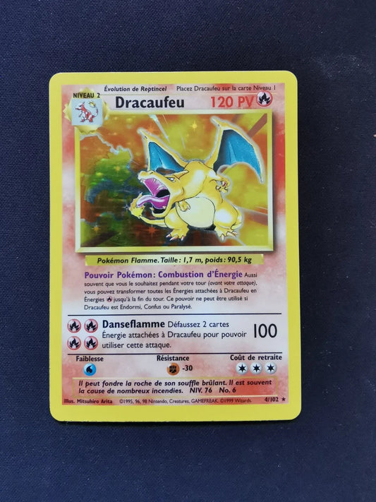 Carte Pokémon Dracaufeu Holo rare 4/102 édition 2 Set de base Wizards 1999 FR