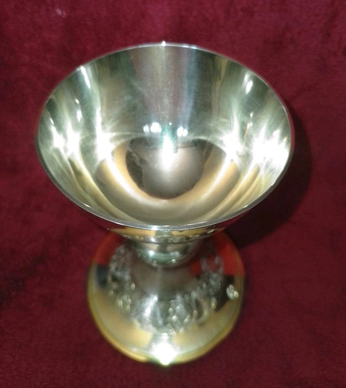 ANCIEN CALICE/COUP ARGENT VERMEIL MINERVE/PIED METAL DORÉ /H.17cm,DIAM.9,5cm/XXè