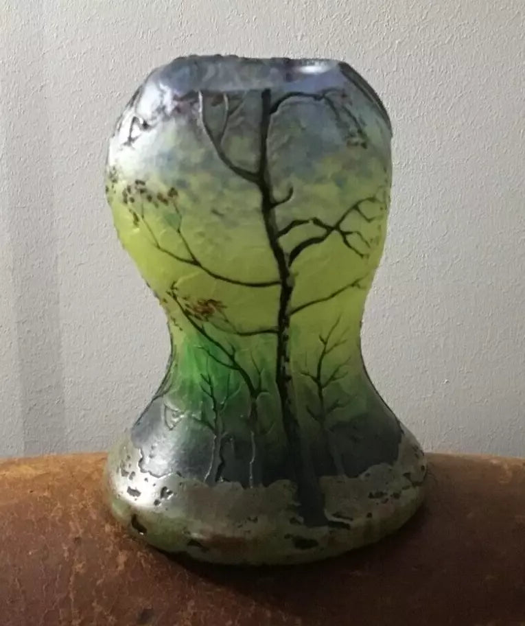 Vase Pâte de Verre signé LEGRAS Décor d'Automne
