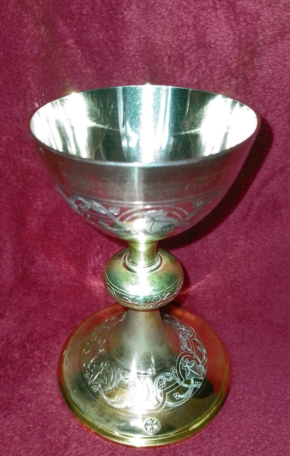 ANCIEN CALICE/COUP ARGENT VERMEIL MINERVE/PIED METAL DORÉ /H.17cm,DIAM.9,5cm/XXè