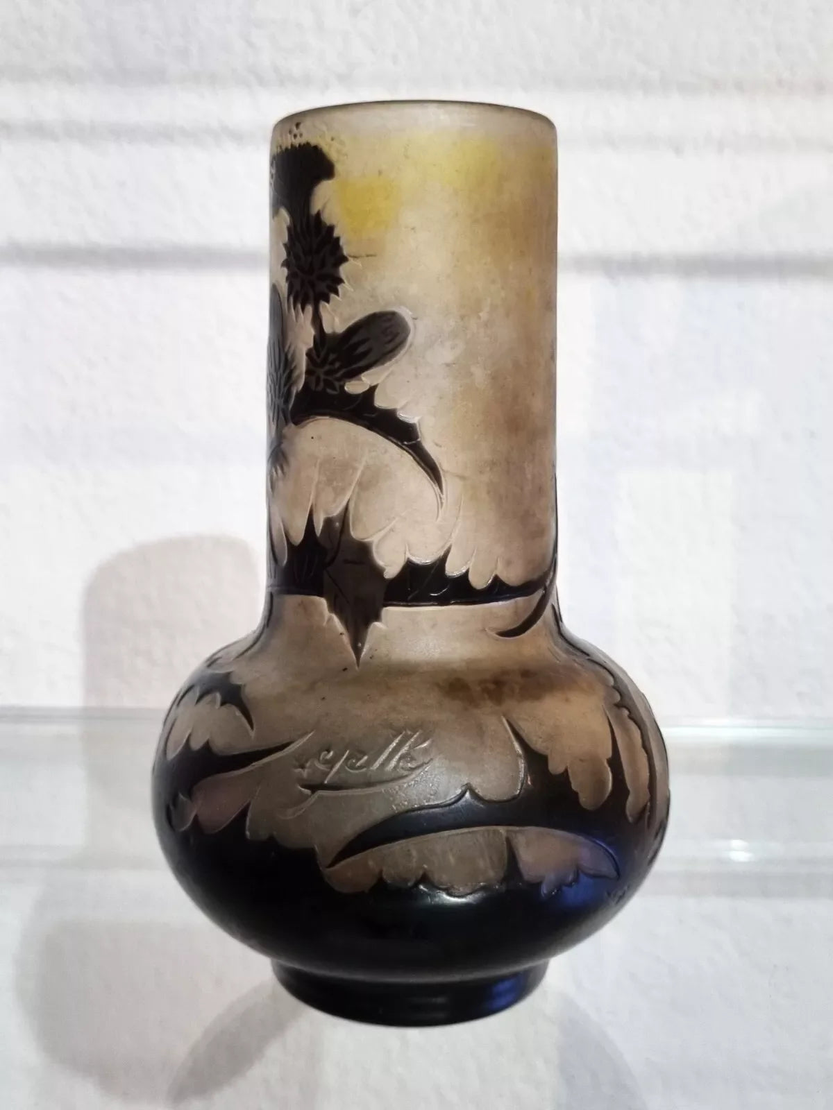 VASE ÉMILE GALLÉ(1846-1904) CYLINDRIQUE. ART-NOUVEAU. NANCY. DAUM