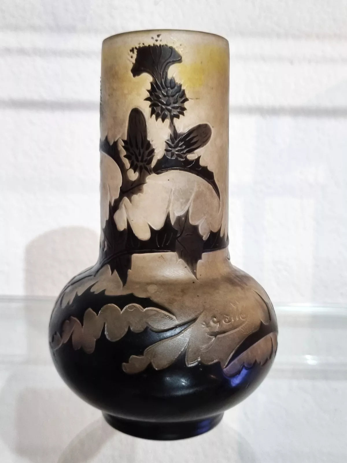 VASE ÉMILE GALLÉ(1846-1904) CYLINDRIQUE. ART-NOUVEAU. NANCY. DAUM