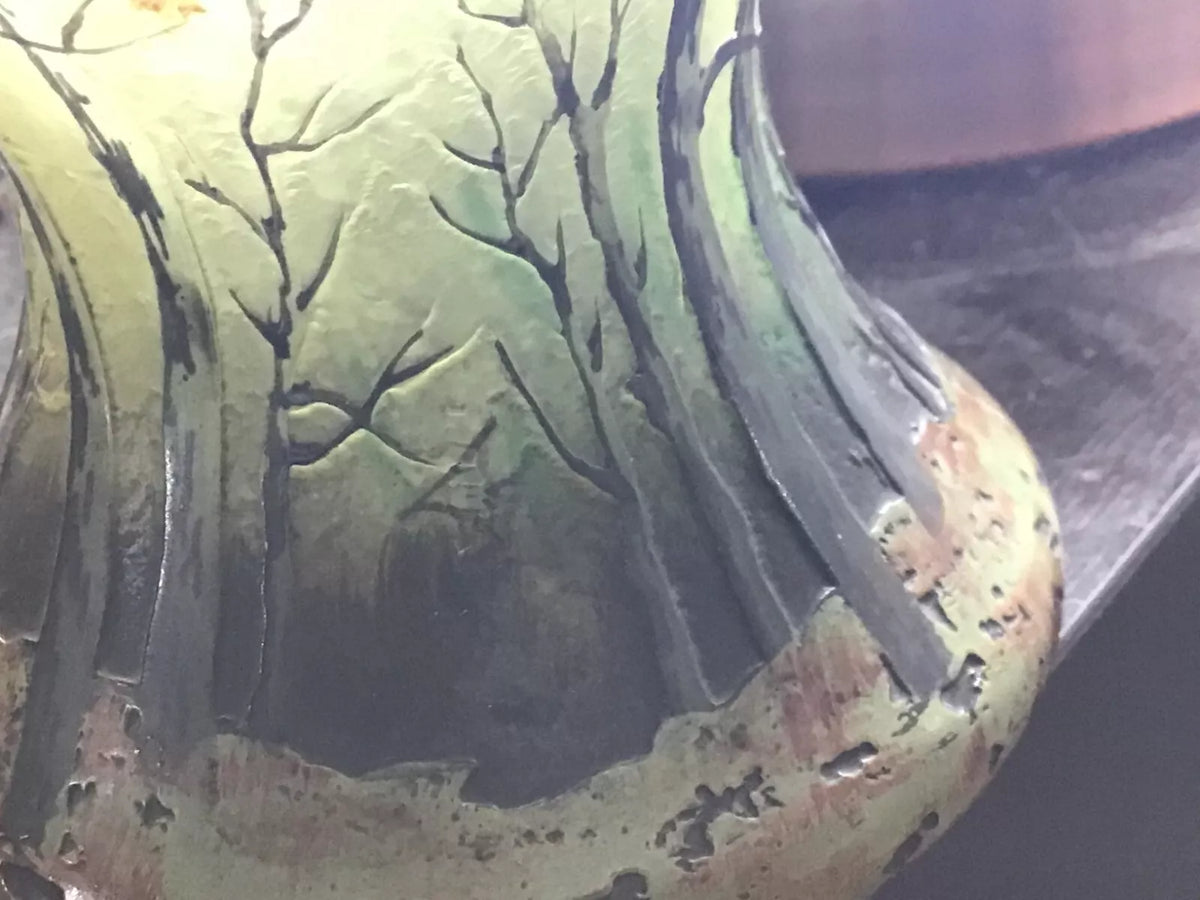 Vase Pâte de Verre signé LEGRAS Décor d'Automne