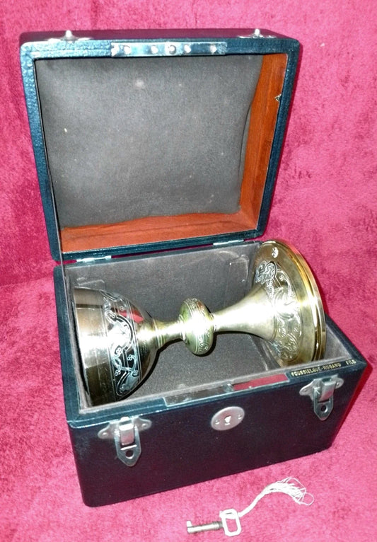 ANCIEN CALICE/COUP ARGENT VERMEIL MINERVE/PIED METAL DORÉ /H.17cm,DIAM.9,5cm/XXè
